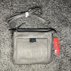 Rosetti Midge Mid Crossbody Bag With Adjust Strap Multiple Compartments Smoke